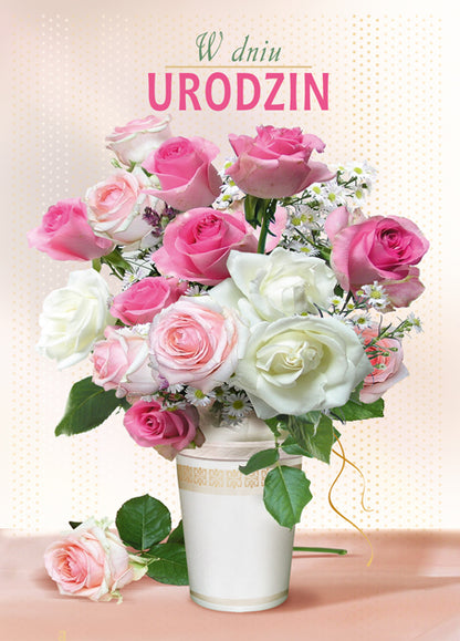 Polish Birthday Cards Flowers Set 1 - B6