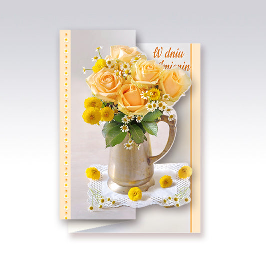 Polish Name Day Cards Flowers - B6W