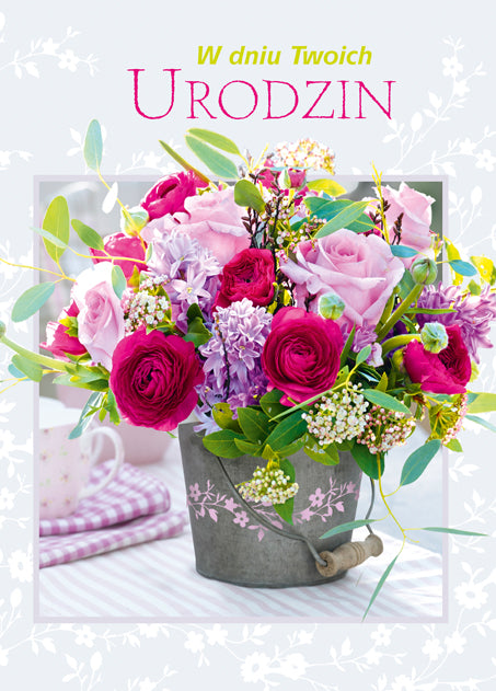 Polish Birthday Cards Flowers Set 1 - B6