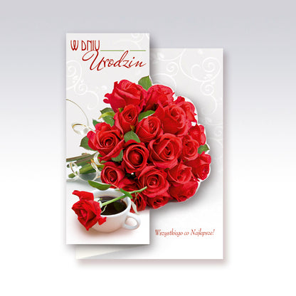 Polish Birthday Cards Flowers - B6W