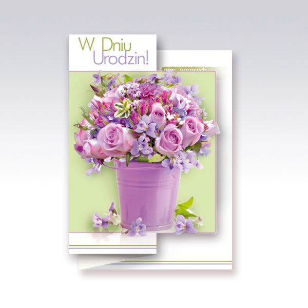 Polish Birthday Cards Flowers - B6W