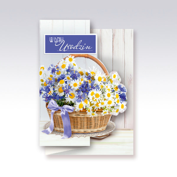 Polish Birthday Cards Flowers - B6W