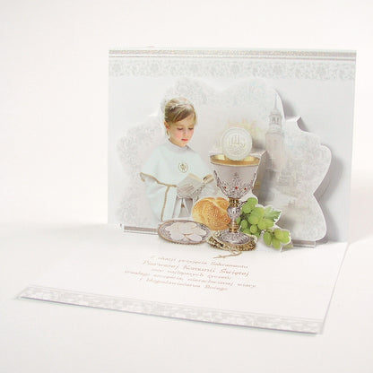 Polish Greeting Cards First Communion Girl 3D - A5P