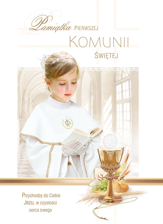 Polish Greeting Cards First Communion Girl 3D - A5P