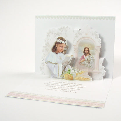 Polish Greeting Cards First Communion Girl 3D - A5P