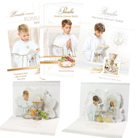 Polish Greeting Cards First Communion Boy 3D - A5P