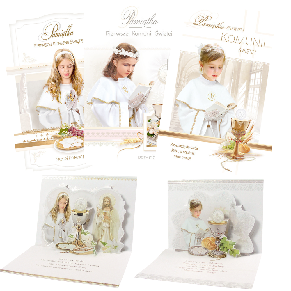 Polish Greeting Cards First Communion Girl 3D - A5P