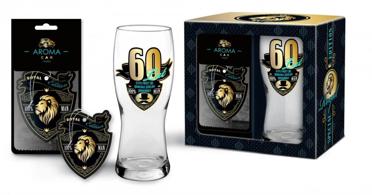 ROYAL EDITION - Beer Glass Koblenz 500ml (17fl oz) + Car air refreshener - 60 years