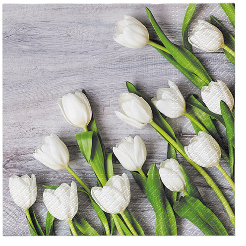 Paper Napkins White Tulips